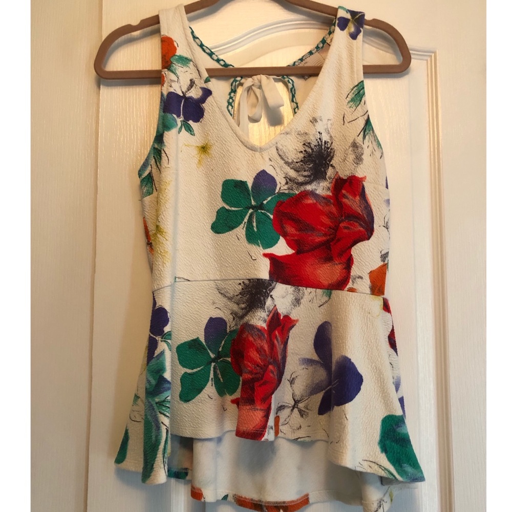Anthropologie floral peplum top